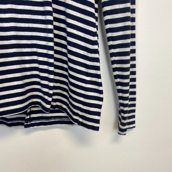 J. Crew Navy and White Striped Open Back Long Sleeve Top - Picture 3 of 10
